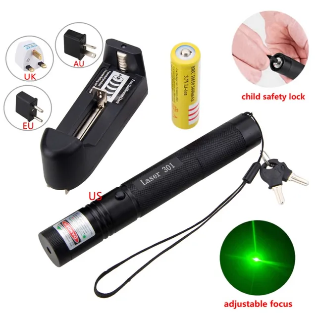 18650 Rechargeable 650nm Laser Pointer Pen Adjustable Focus Green/Red/Purple Laser Light Flashlight For Powerpoint Meeting