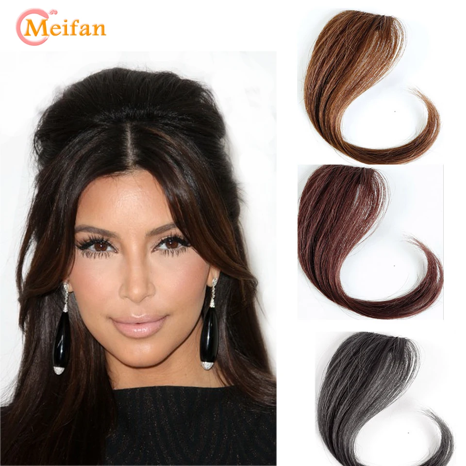 

MEIFAN 25-35CM Natural Hairpin in Bangs Front Side Bangs Fake Fringe Hair for Women Synthetic Clip In Bangs Hair Extensions