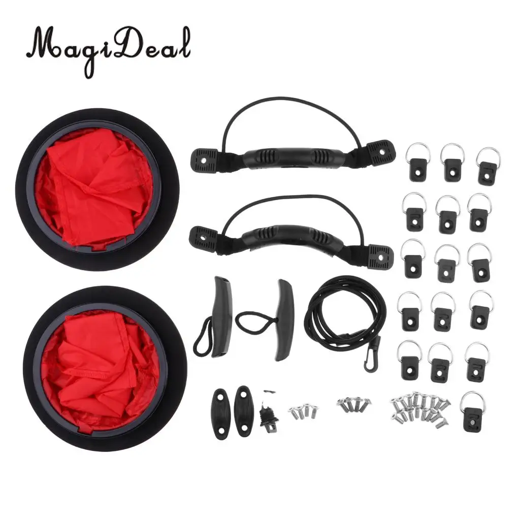 

Kayak Boat Kit Set 2pcs Boat Canoe Deck Plate 16pcs D Rings 2pcs Toggle Handle Drain and 1pcs Drain Plug