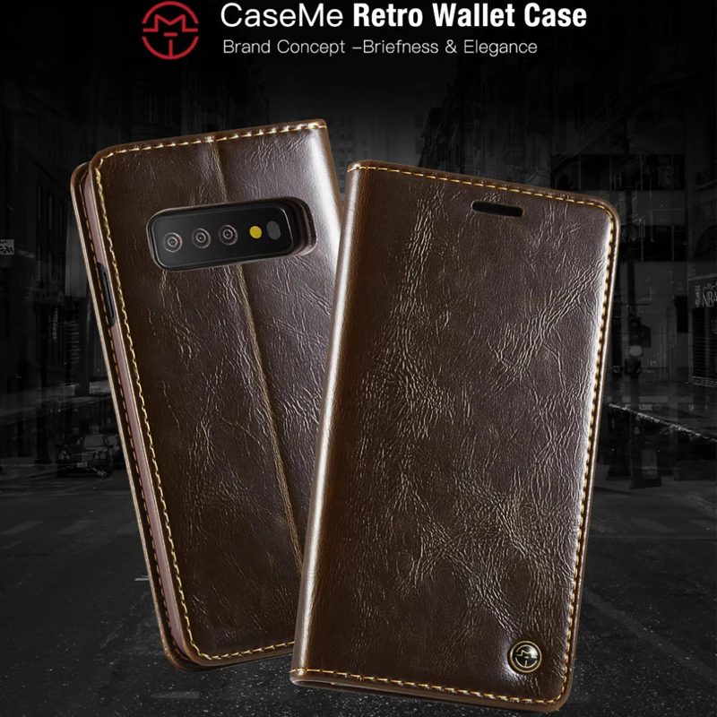 

S10 Plus Original CaseMe Case For Samsung Galaxy S10/ Plus/ S10e Luxury Leather Magnetic Flip Wallet Case Cover Housing S10 S10e