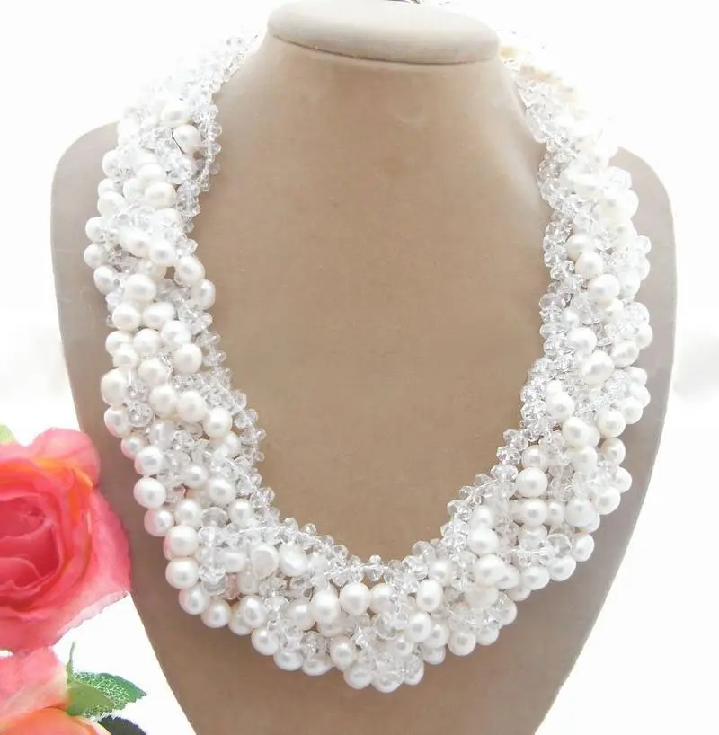 

Excellent! White Pearl&Crystal Necklace