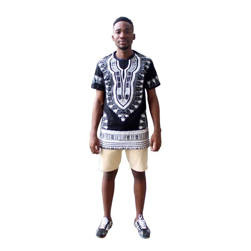 Dashiki T-shirt 2017 African Men Traditional Print Dashiki Short Sleeve Bazin Riche T-shirt Clothing African Cotton Tops For Man african dress style Africa Clothing