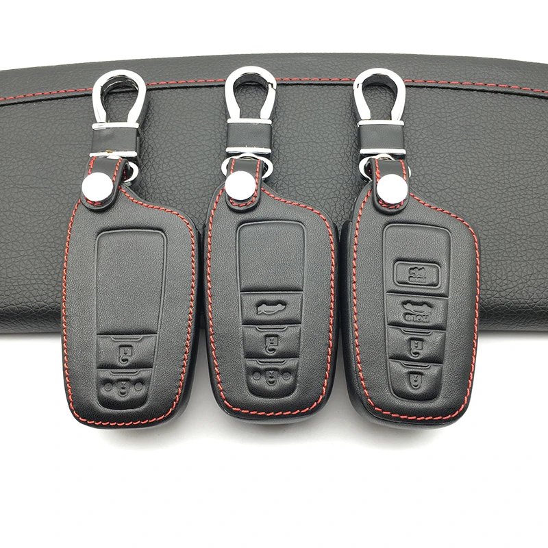 

2018 Exquisite 100% Leather Skin Car Key Case FOB Cover For Toyota Camry 2018 2017 Aygo RAV4 Corolla 2018 CHR / C-HR Prius Prado