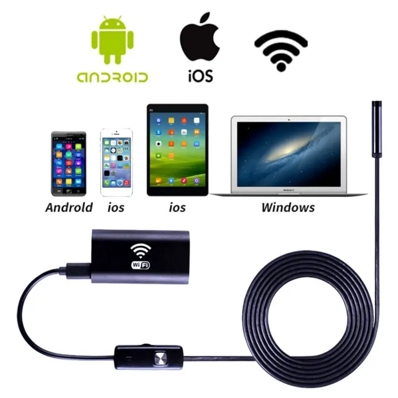 

8mm Lens Wifi Android Endoscope Camera 1M 2M 3.5M 5M Waterproof Snake Tube Pipe Borescope