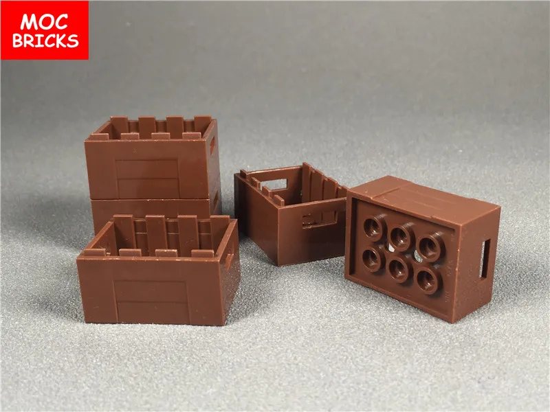 20 шт./лот MOC brick коричневый контейнер ящик с ручками подходит для 30150 строительных