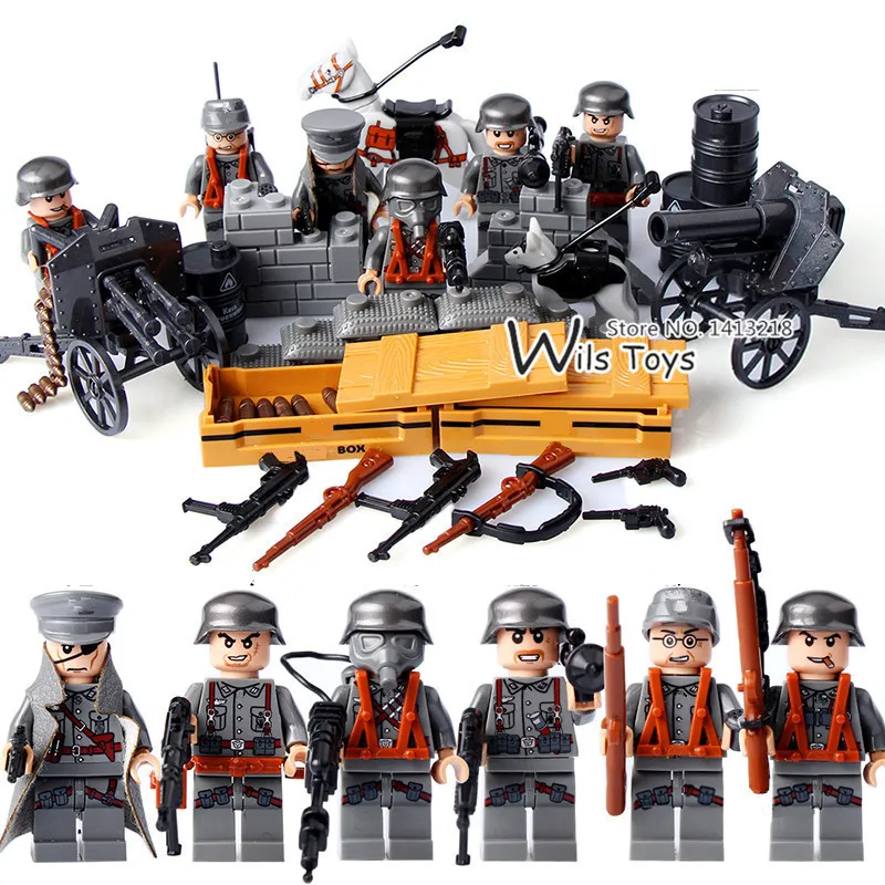 6pcs German Army MILITARY Weapons SWAT Forces Navy Seals Team Soldiers Building Blocks Bricks Figures Gifts