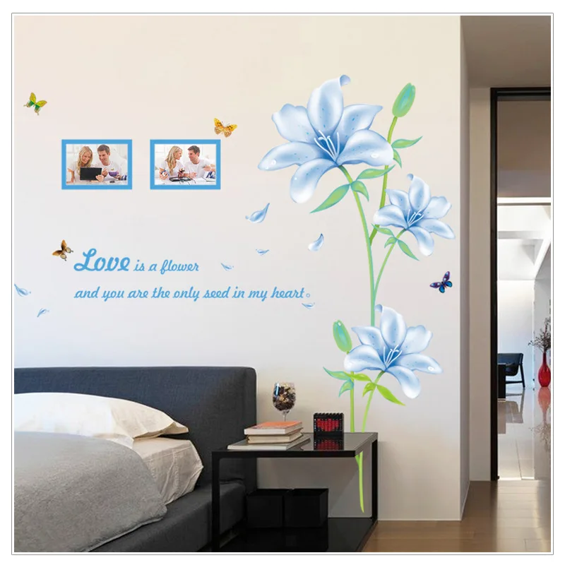 Azul Lirios Arte Mural De La Pared Decoracion Pegatina Amor Es Una