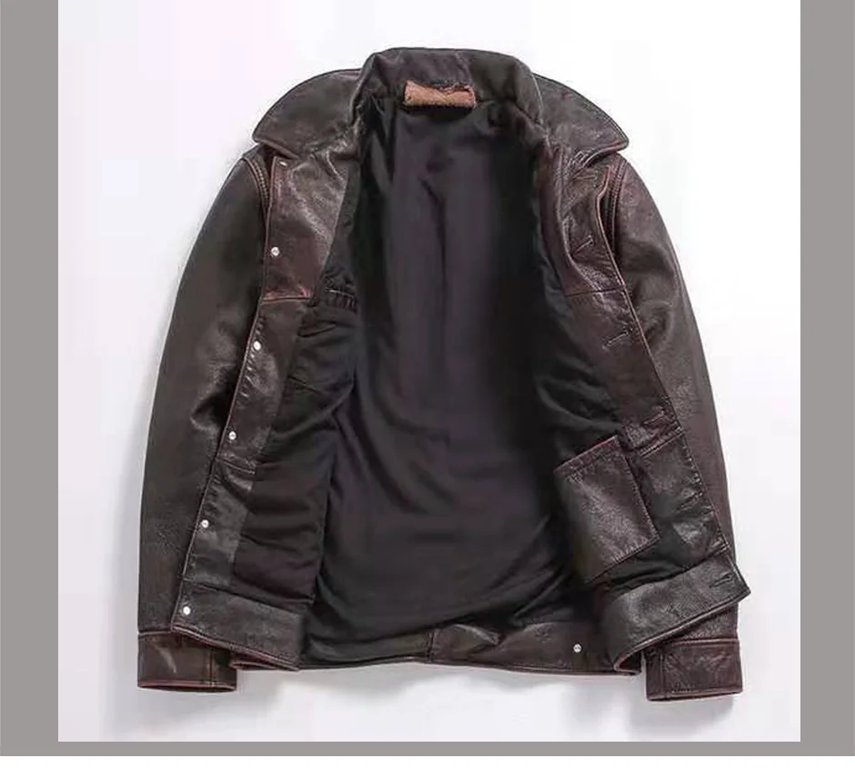 Весна Винтаж мотоциклетная кожаная куртка Для мужчин куртка из коровьей кожи теплые Кожаные куртки Для мужчин s байкерская куртка S-5XL