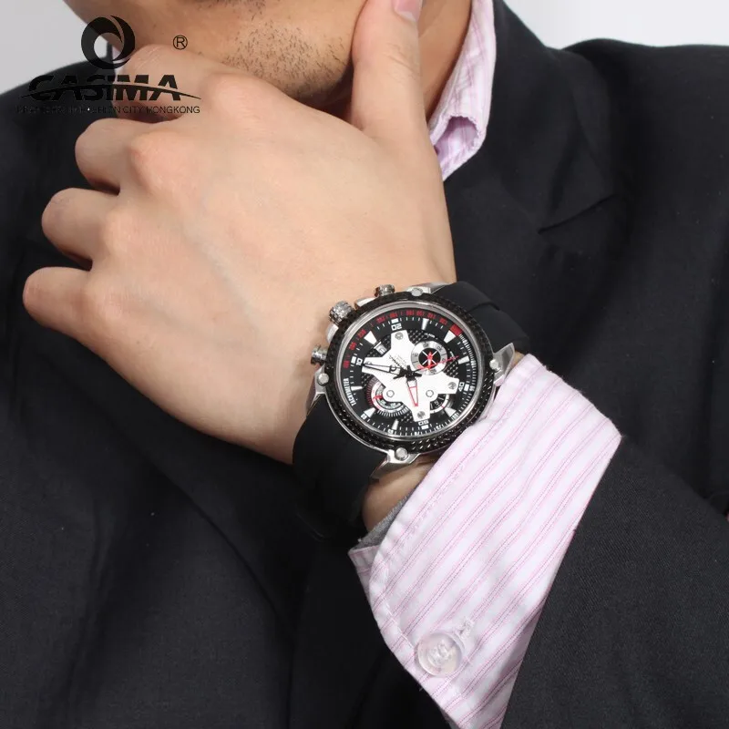 Мужские часы спортивные модные роскошные элегантные кварцевые часы с силиконовым ремешком многофункциональные светящиеся водонепроницаемые 100 м CASIMA#8207