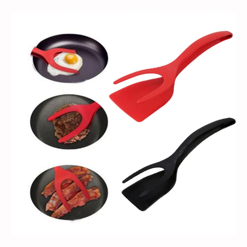 

1pcs 2-in-1 Pancake Toast Omelette Overturned Spatula Silicone Omelet Spatula Toast Fried Egg Clip Kitchen Tools Accessories