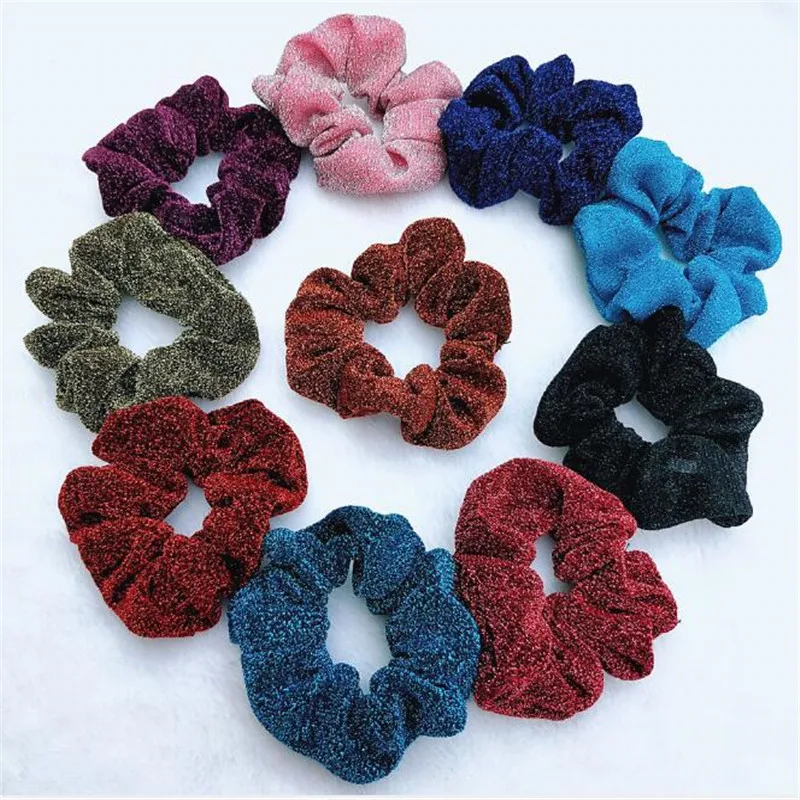 

1PC Big Size Women Hair Scrunchies Glitter Elastic Hair Bands/Gum Women Dancing Bun Hair Ties Ropes For Ladies Hair Accessories