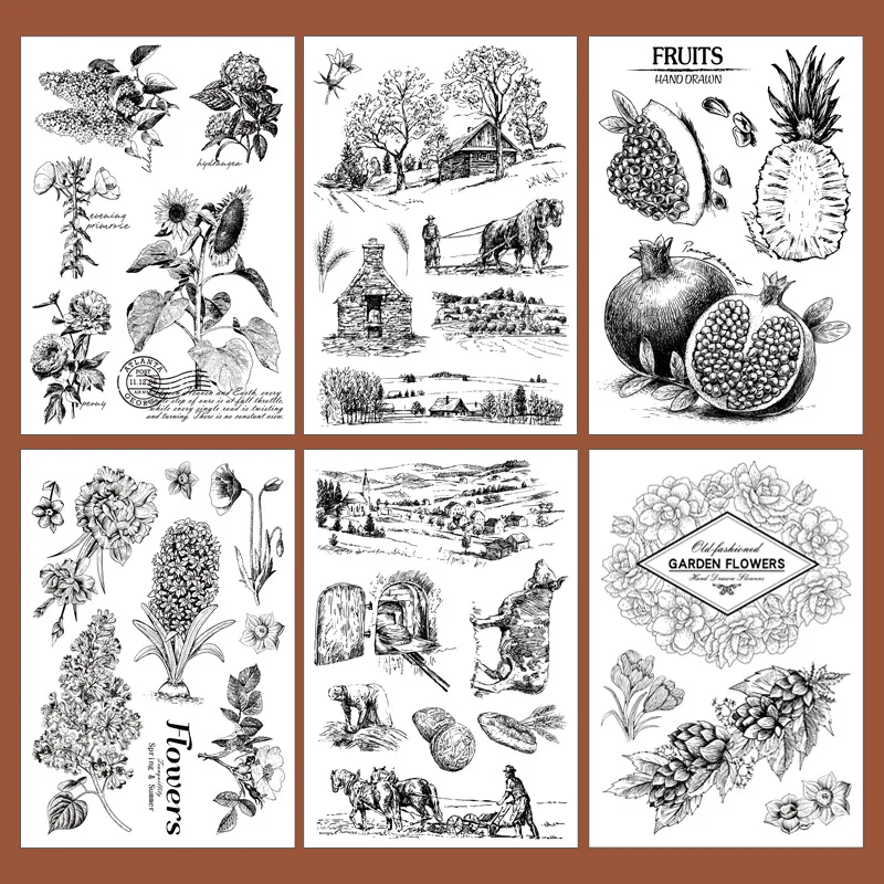 

Retro cute squirrel fern fruit flower plant field Transparent Clear Silicone Stamp/Seal DIY Scrapbooking Album Decoration Supply