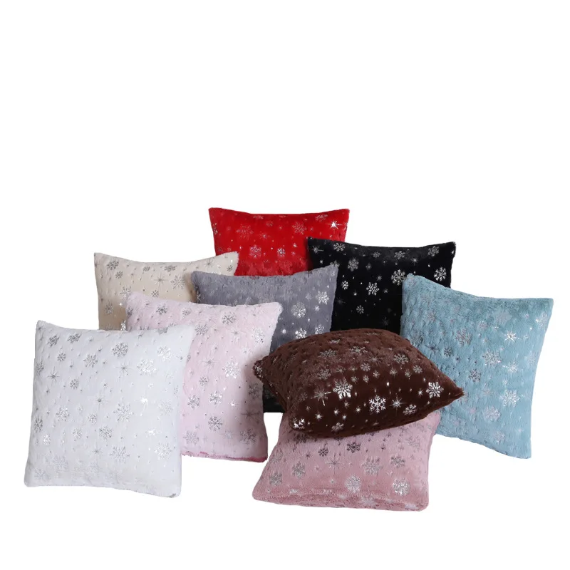 

Decorative Pillows 45x45cm Silver Snowflake Cushion Cover Plush Throw Pillow Case Seat Sofa Bed Pillow Case for Living Room New