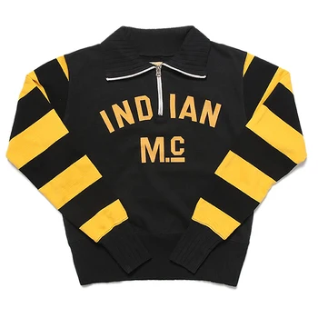

Indian MC Half zip Stripes Sweatshirts For Men Motorcycle Racing Jersey Jacket Top Classic Biker Rider