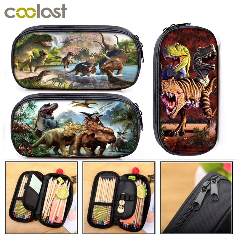 

Dinosaur Print Cosmetic Cases pencil box boys girls T. Rex pencil box children school case stationary bag gift