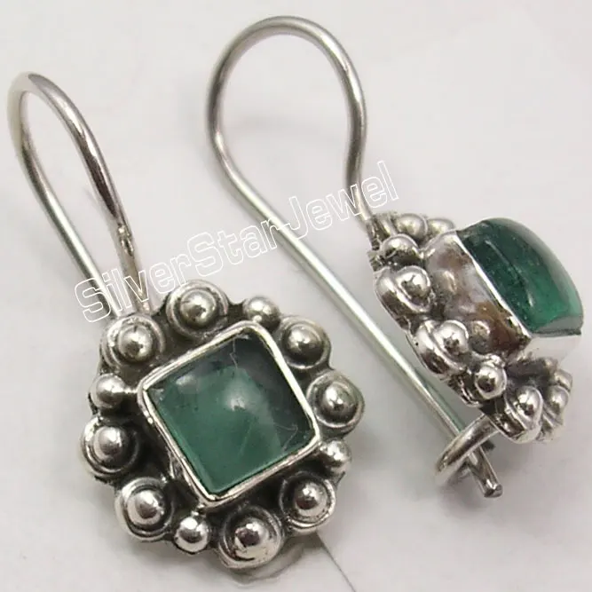 

Chanti International Silver Collectible APATITE Gem NICE Dangle Earrings 7/8 inches