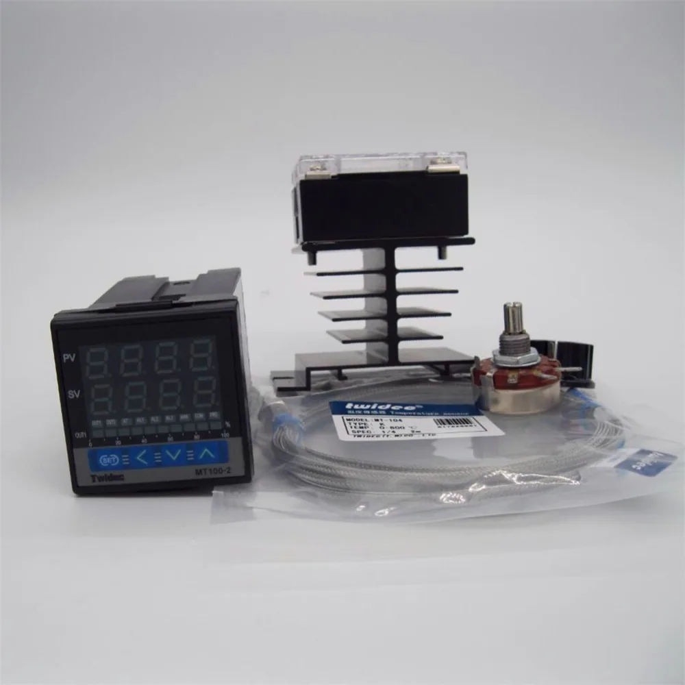 

High Quality Digital PID Temperatura Controller Termostato 48*48*95 with SSR-40DA Relay+ heat sink +1m K probe Thermocouple 6mm