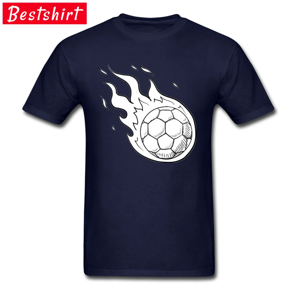 Soccer Ball Flames Round Collar T Shirt Summer Tops Shirts Short Sleeve Cute All Cotton Normal Tops Tees Design Mens Soccer Ball Flames  navy