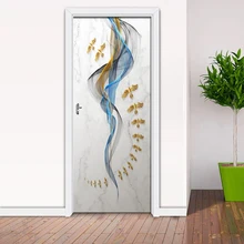 Абстрактная линия мраморная птица 3D стикер на дверь ПВХ водонепроницаемый самоклеющиеся обои наклейка на стену s Декор для гостиной двери наклейки