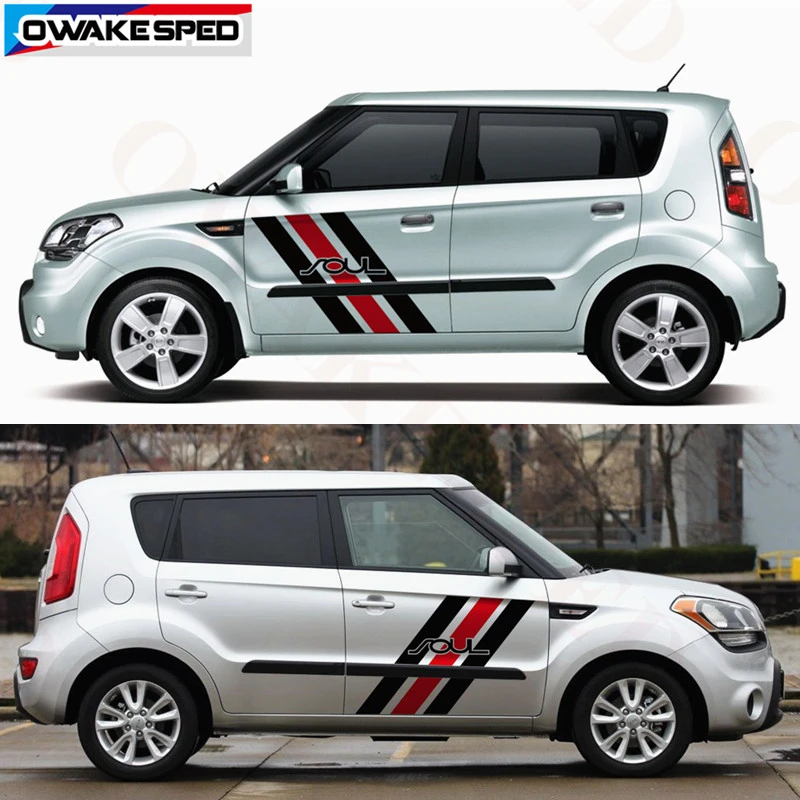 Красочные спортивные полосы для KIA Soul автомобиля двери Декор стикер обе стороны