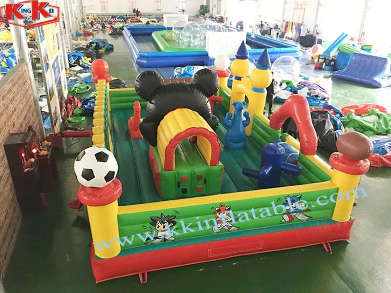 Sport theme inflatable bouncy playground inflatable bouncer with slide ...