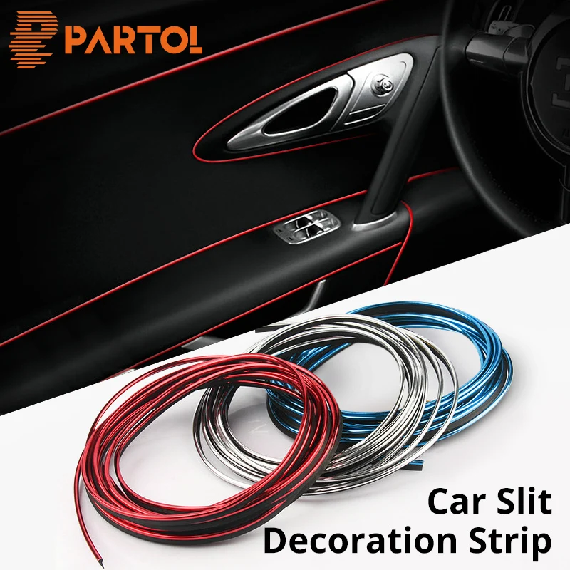 

Partol 5m x 3mm Car Styling Interior Moulding Strip Auto Decorative Trim Line Bumpe Grille Impact Door Protection Trim Adhesive
