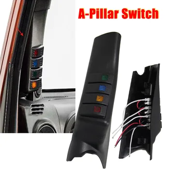 

1PCS A-Pillar Switch Pod Panel Left side Switch with 4 LED light Rocker Switches Kit for Jeep Switch Panel For Jeep Wrangler JK