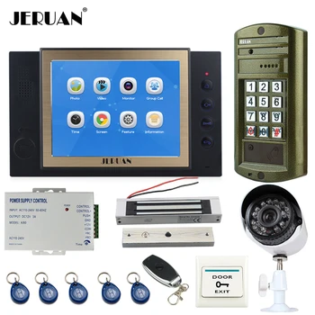

JERUAN 8`` TFT Video Doorbell Record Intercom System kit + Waterproof Password HD Mini Camera + Security Analog Camera +8GB Card