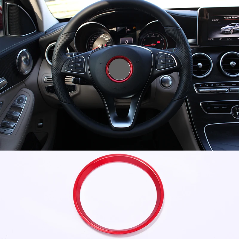 

For Mercedes Benz CLA GLE GLC A B C Class W204 W246 W176 W117 C117 Car-Styling Aluminum Chrome Steering Wheel Ring Trim