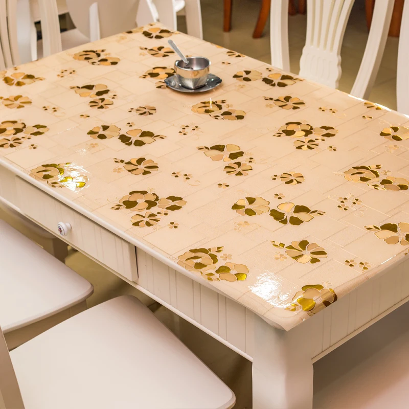 

Gold Table Cloth PVC Tablecloth Waterproof Table Cover Soft Glass Mantel pvc plastico Table cloth decoracao casa tischdecke PV10