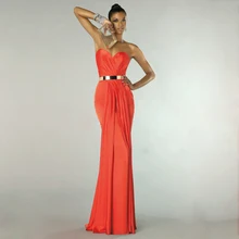 Vintage Orange Satin Mermaid Formale Kleider Einfache Goldenen Schärpen Lange Abendkleider Vestidos de Noite