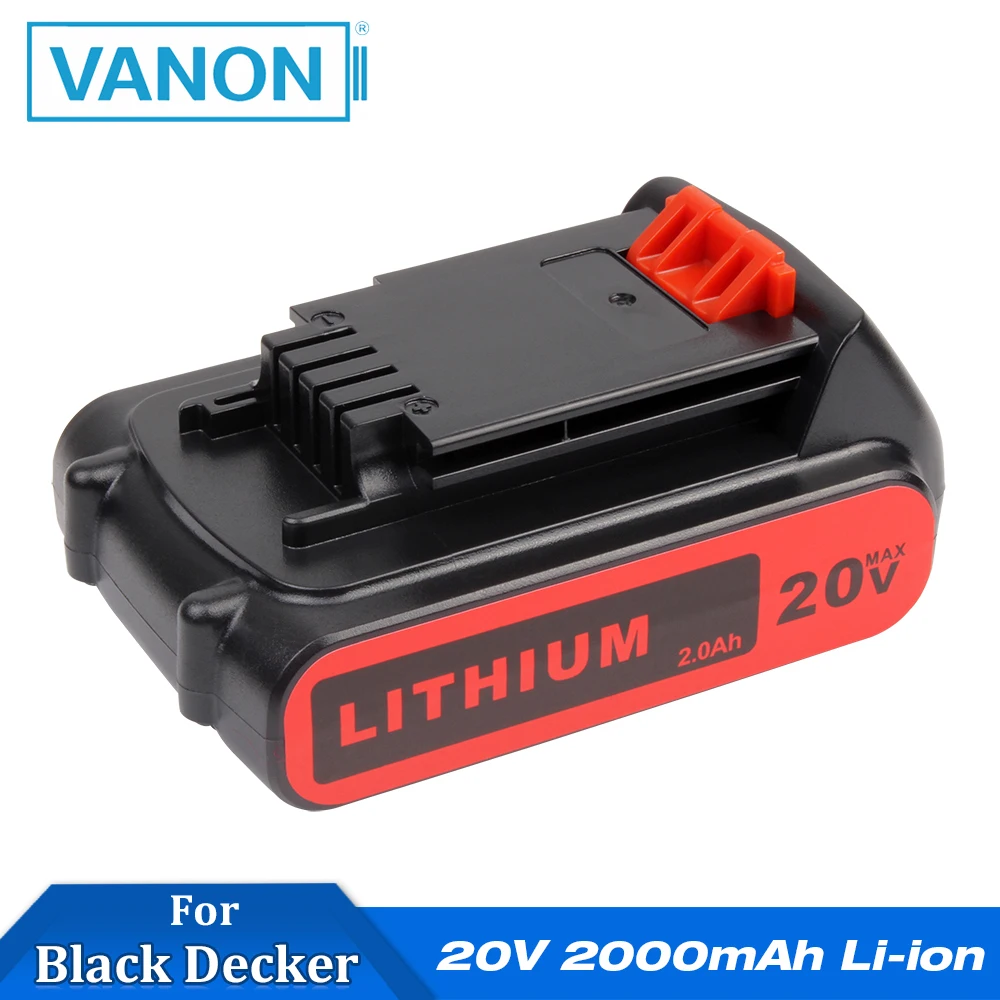 

VANON for Black Decker 20V 2000mAh Li-ion Battery LBXR20 Rechargeable Power Tools 2.0Ah MAX Lithium Ion LDX120C CHH2220 LGC120