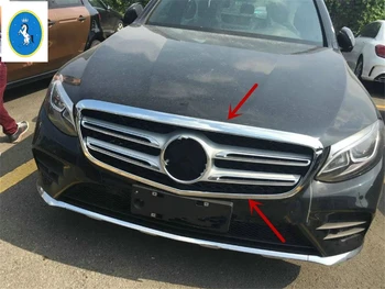 

Yimaautotrims Exterior Auto Accessory Front Grille Grill Protection Kit Cover Trim For Mercedes Benz GLC Sport 2015 2016 2017