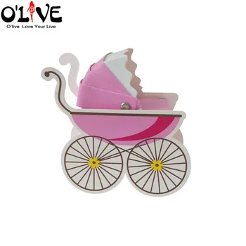 

50 Pcs Creative Gift Box Stroller Shape Baby Shower Candy Box Birthday Party Wedding Favors Package Cardboard Boxes Bonbonniere