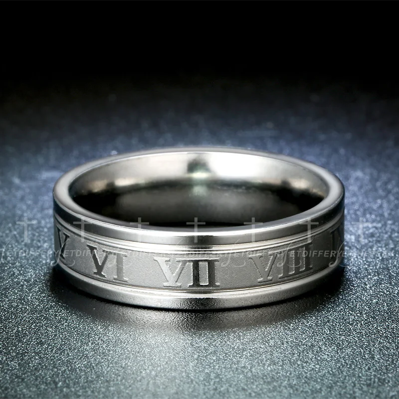 Gold-Color Roman Numerals Ring Stainless Steel Men Women Biker Ring Bijoux Bague Femme Anillos Mujer wedding rings,signet ring,round rings,cross rings,temperature rings,silver ring,womens ring,fidget rings,couple rings,cubic zircon ring,turkish rings,finger rings,jewelry rings,ring jewelry,anime rings,moissanite ring,survival ring