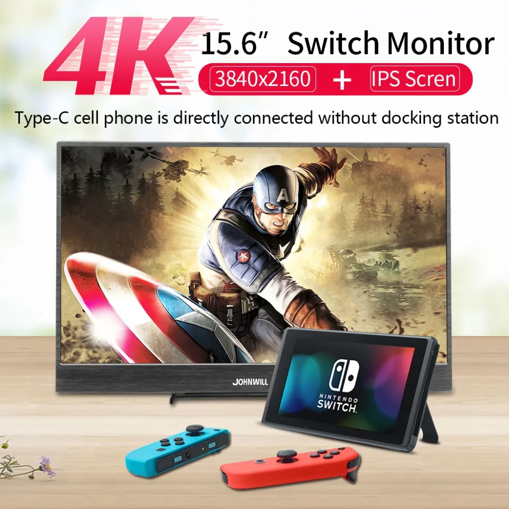 Новый 15,6 дюймов 4 K монитор LCD3840X2160 ips 2 HDMI DP type-C usb переносной экран 60FPS Видео игровой монитор для PS4 Pro/xbox OneX