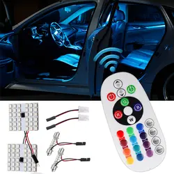 T10 RGB 5050 12SMD W5W C5W дистанционный пульт Rgb автомобиля светодио дный панели интерьер Авто Огни Чтение Купол гирлянда BA9S адаптер DC 12 В свет