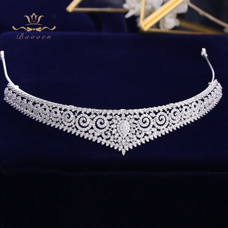 Simple europeo brillante circón total nupcial Tiaras coronas Chapado en cristal boda cintas para novias joyería de dama de honor - 3
