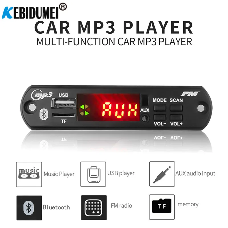 

5V 12V Bluetooth Car Kit Wireless FM Receiver Mp3 Player Decoder Board USB 3.5MM music Player DIY Car Radio Modification