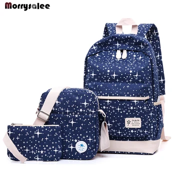 

Canvas Printing Backpack Women School Bags for Teenage Girls Cute Black Set Travel Backpacks Female Bagpack