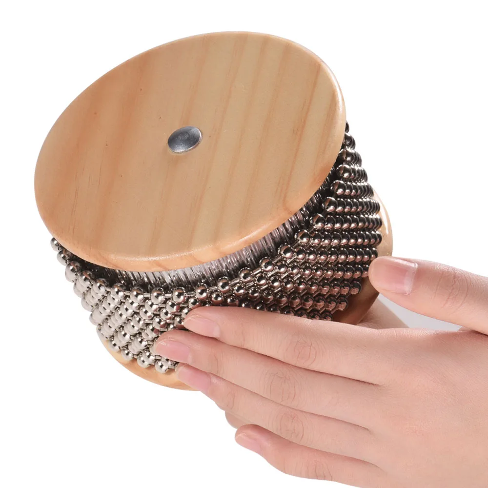 Buy Wooden Cabasa Percussion Instrument Metal Beaded Chain & Cylinder Pop Hand