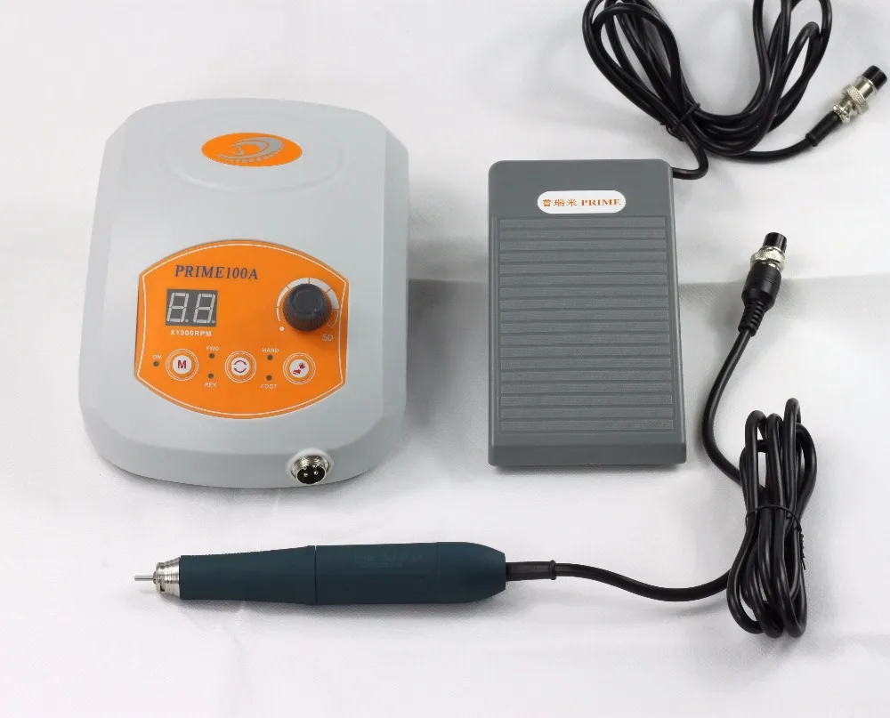 Dental Lab Micromotor PRIME100 50000rpm handpiece free Carbon brush