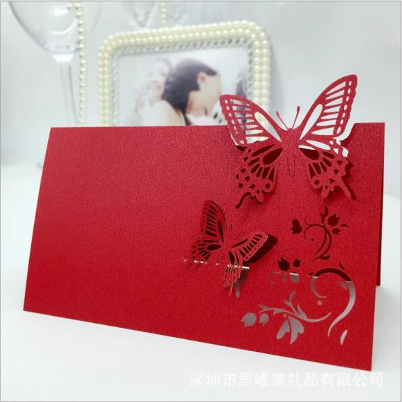 10 Colors 50pcs Butterfly Laser Cut Table Name Place Cards Favor Table Name Message Setting Card Wedding Birthday Party Supplies (2)