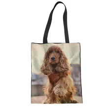 Горячая Распродажа сумки женские мягкие пляжные сумки американская вода спаниель Собака Любовник Мужская многоразовая сумка Подростковая Книга сумка для девочек шоппер сумка