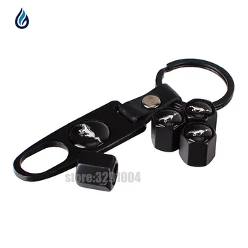 

Car Accessories Wheel Tire Valve Caps With Keychain For Mustang V6 GT 2005 2015 2016 2017 2018 Shelby GT500 GT350 Cobra