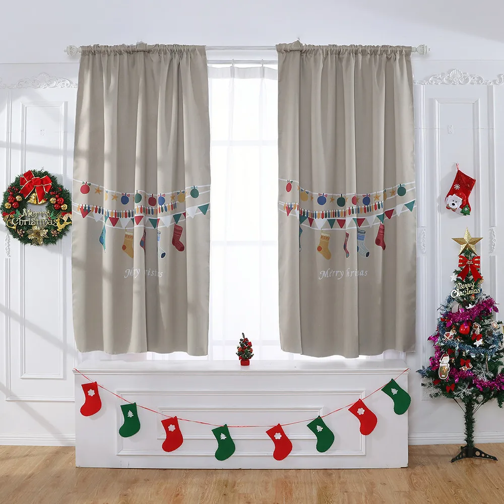 Рождественский занавес обработки окна тюль с драпировкой подзор 1 панель ткань в гостиная домашний декор Voile s 3,29