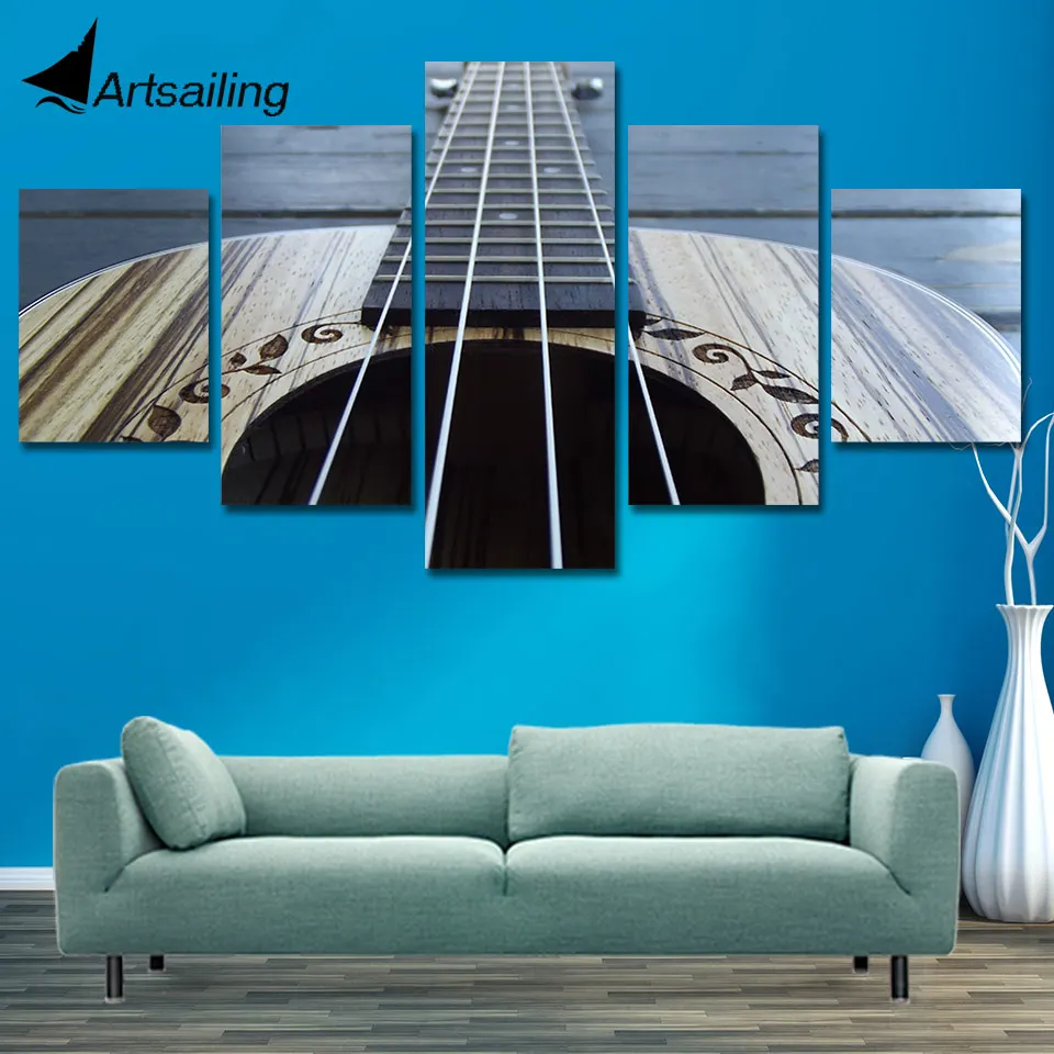 

ArtSailing HD 5 piece canvas painting acoustic guitar instrument home decor wall art for living room print and Poster artwork