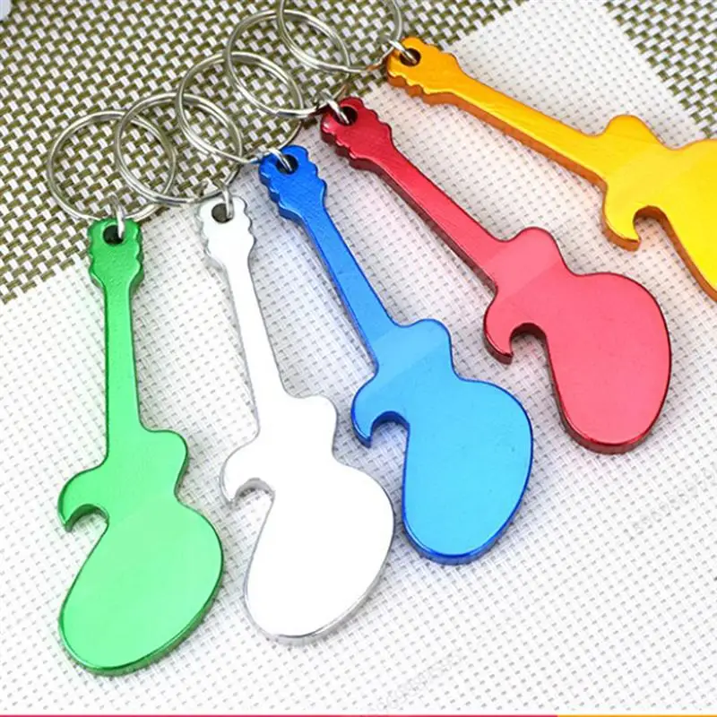 

6pcs/Pack Simulation Guitar Opener Shaped Pendant Keyring Portable Keychain For Handbag Phone Pendant (Random Color)