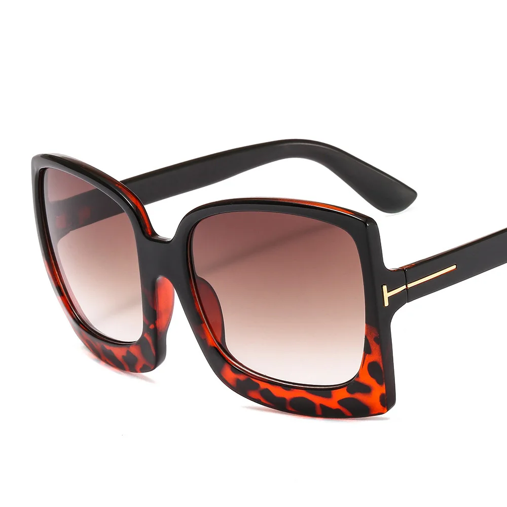 Винтажные Квадратные Солнцезащитные очки больших размеров, женские большие черные солнцезащитные очки с Т-образной оправой, роскошные брендовые дизайнерские солнцезащитные очки, модные очки - Цвет линз: 5