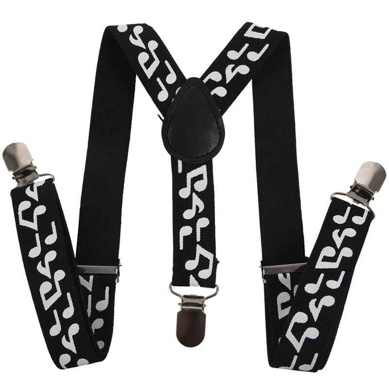 

Black & White Music Notes - Funky Trendy Unisex Suspender Braces One Size fits all